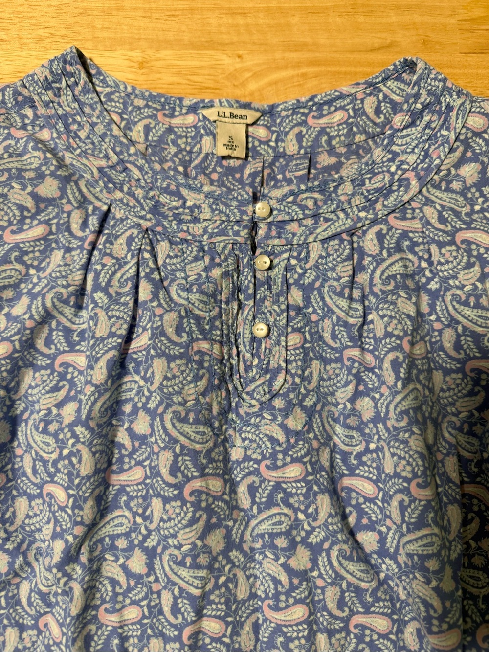 L.L.Bean Women’s Blue Paisley Print Long Sleeve Blouse Top Small Regular - Picture 3 of 6